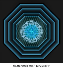 Blue light in mesh shadow dark grey as background