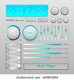 blue light music player icon vector
