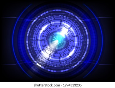 Blue light neon. Abstract hi-tech background. Futuristic interface. Virtual reality technology screen