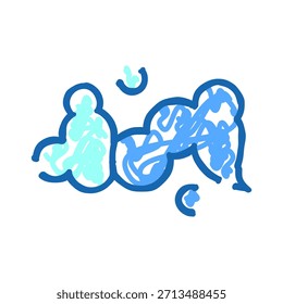 Blue and light blue outline drawing depicting a cluster of foam bubbles, representing soap, cleanliness, and the concept of washing hands for good hygiene