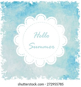 blue light paint watercolor vintage and isolate on white background in summer card.