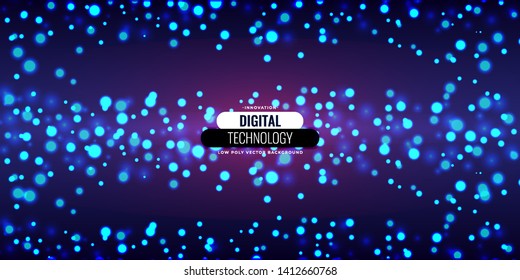 Blue light particle background. Blur circle composition. Futuristic abstract background.- Eps10 Vector