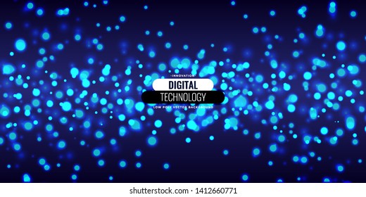 Blue light particle background. Blur circle composition. Futuristic abstract background.- Eps10 Vector