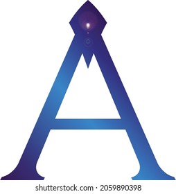 Blue and light pink gradient letter A in vector