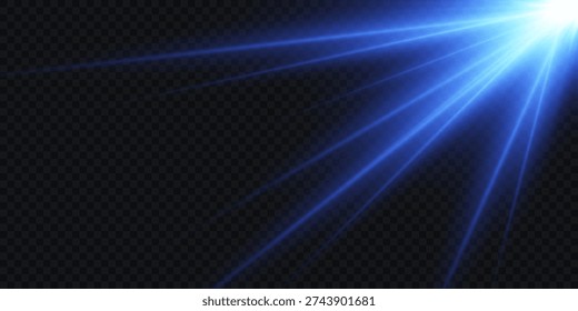 Rayos de luz azul que se proyectan desde una esquina sobre un fondo transparente