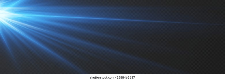Blue light rays of light, light spark and flash.