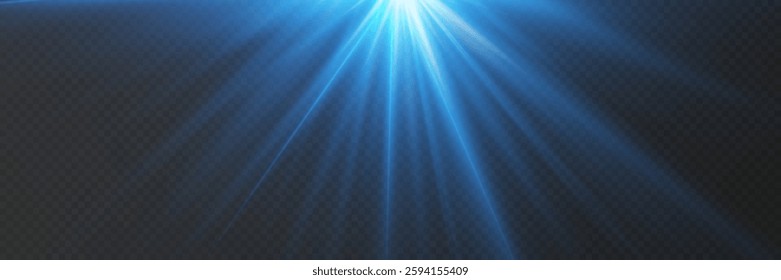 Blue light rays of light, light spark and flash.