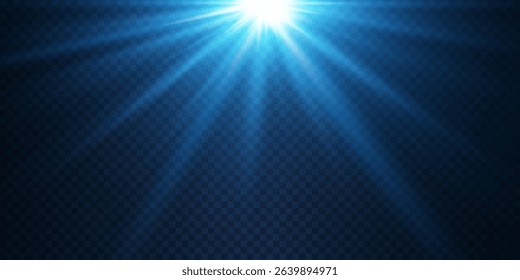 Blue light rays of light and star explosion.
