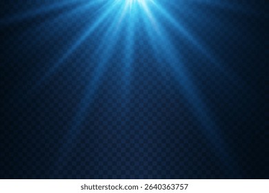 Blue light rays of light and star explosion.