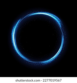 Blue light ring with spark, Isolated on transparent pattern. Vector Illustration