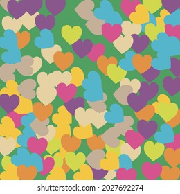 Blue Light Romantic Wedding Art Background. Modern Multicolor Rainbow Saint Valentine Art Illustration. Purple Colorful Hearts Love Confetti Vector Style. Orange Pastel Yellow Trendy Detailed Fabric.