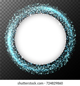 Blue light round the circle frame on black background illustration