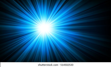 Blue light shining from darkness 16:9 Aspect Ratio Vector illustration