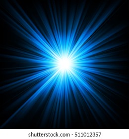 Blue light shining from darkness Vector illustration