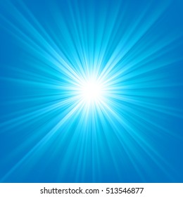 Blue light shining on bright background Vector illustration