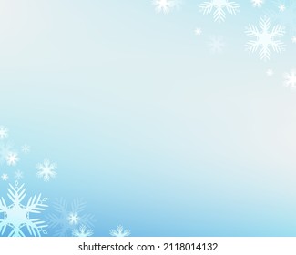 Blue light sky with snowflakes bokeh background