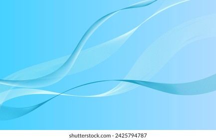 blue light smooth line wave curves with gradient abstract background
