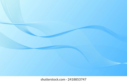 blue light with smooth lines wave curves on gradient abstract background