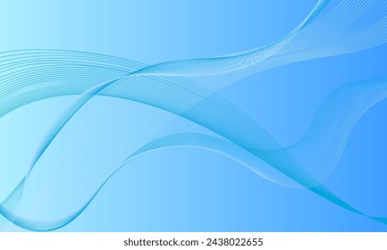 Blaues Licht Glatte Linien Wellenkurven mit weichem Gradienten Abstrakter Hintergrund
