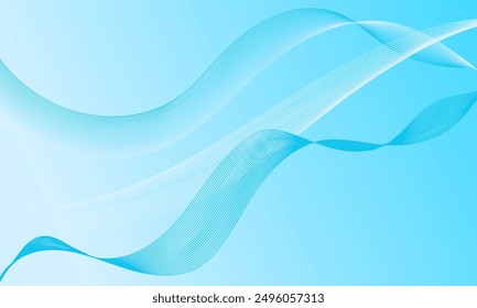 blue light smooth lines wave curves with soft gradient abstract background