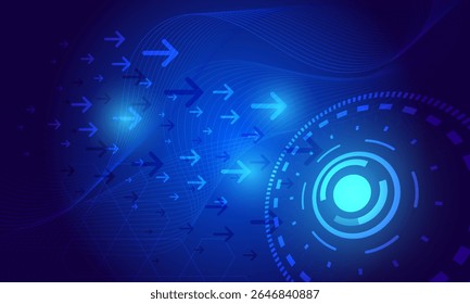 blue light smooth lines wave curves with arrow high technology circuit lines abstract background