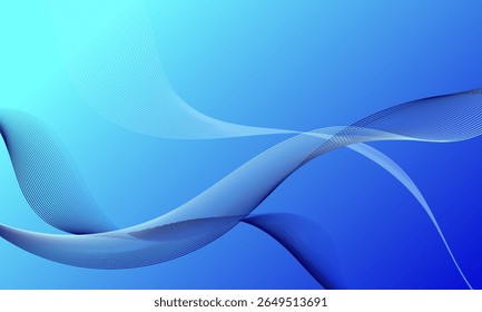 Curva de onda de líneas suaves de luz azul sobre fondo abstracto de gradiente suave