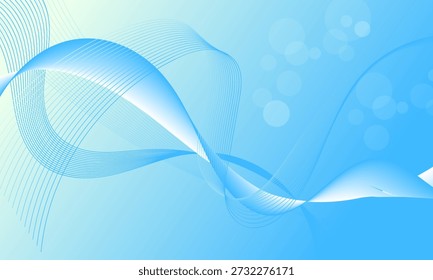 blue light smooth lines wave curves on soft gradient with bokeh blink light abstract background