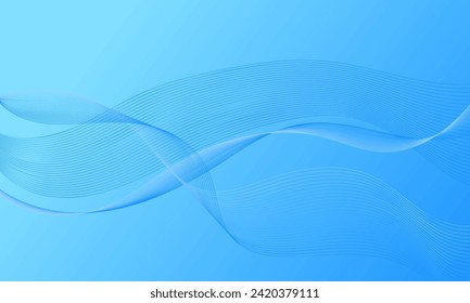 blue light soft lines wave curves with smooth gradient abstract background