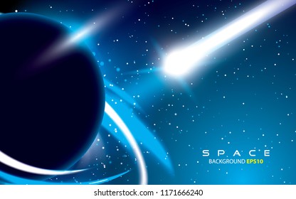 blue light space background with meteor