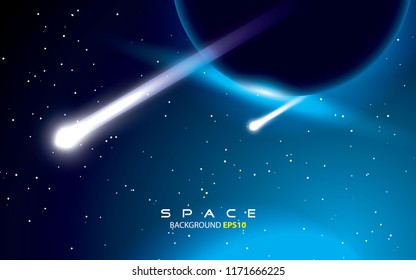 blue light space background and the meteors