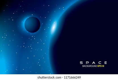 blue light space background with planet