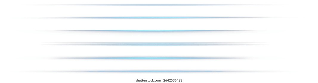 Blue light speed line, light motion glow glowing this neon flash PNG Overlay features a soft LED trail and blur effect on a transparent background, ideal for dynamic design accents.
