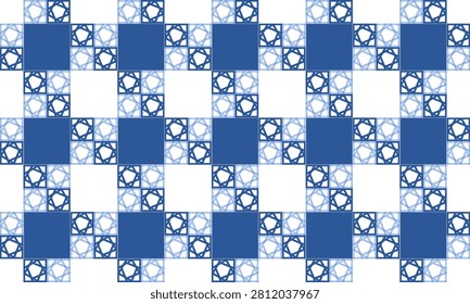blue and light blue square grid fabric texture, diamond checkerboard repeat pattern, replete image, design for fabric printing, square grid net