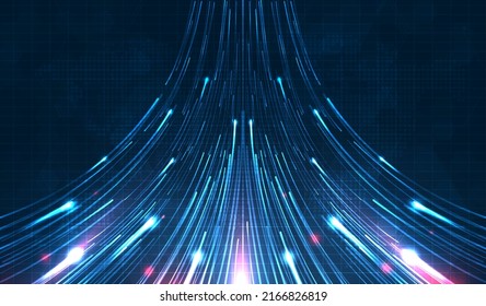 Blue light streak, fiber optic, speed line, futuristic background for 5g or 6g technology wireless data transmission, high-speed internet in abstract. internet network concept. vector design. - Shutterstock ID 2166826819
