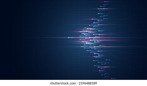 Blue light streak, fiber optic, speed line, futuristic background for 5g or 6g technology wireless data transmission, high-speed internet in abstract. internet network concept. vector design.