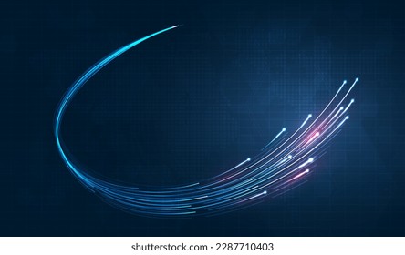 Blue light streak, fiber optic, speed line, futuristic background for 5g or 6g technology wireless data transmission, high-speed internet in abstract. internet network concept. vector design.