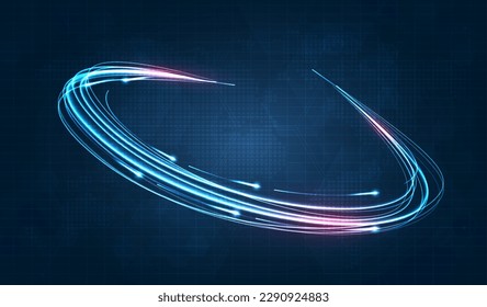 Blue light streak, fiber optic, speed line, futuristic background for 5g or 6g technology wireless data transmission, high-speed internet in abstract. internet network concept. vector design.