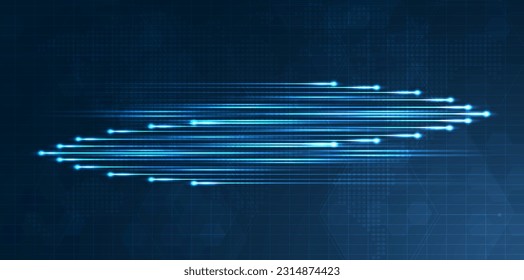 Blue light streak, fiber optic, speed line, futuristic background for 5g or 6g technology wireless data transmission, high-speed internet in abstract. internet network concept. vector design.