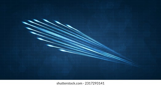 Blue light streak, fiber optic, speed line, futuristic background for 5g or 6g technology wireless data transmission, high-speed internet in abstract. internet network concept. vector design.