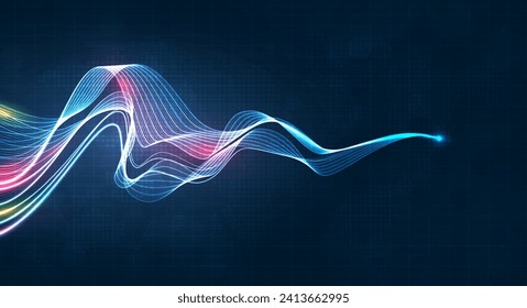 Blue light streak, fiber optic, speed line, futuristic background for 5g or 6g technology wireless data transmission, high-speed internet in abstract. internet network concept. vector design.