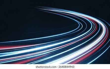 Blue light streak, fiber optic, speed line, futuristic background for 5g or 6g technology wireless data transmission, high-speed internet in abstract. internet network concept. vector design.