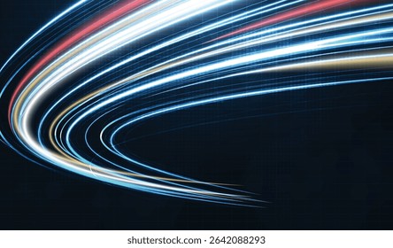Blue light streak, fiber optic, speed line, futuristic background for 5g or 6g technology wireless data transmission, high-speed internet in abstract. internet network concept. vector design.