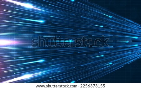 Blue light streak, fiber optic, speed line, futuristic background for 5g or 6g technology wireless data transmission, high-speed internet in abstract. internet network concept. vector design.