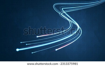 Blue light streak, fiber optic, speed line, futuristic background for 5g or 6g technology wireless data transmission, high-speed internet in abstract. internet network concept. vector design.