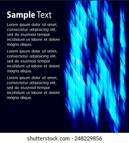 blue light and stripes moving fast over black background. text box