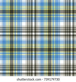 Blue light tartan plaid seamless pattern. Vector illustration.