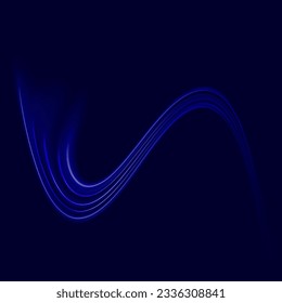 Blue light trail, wave speed, trace line twirl. Sparkle waves with light effect isolated on transparent background. Shimmering magic dust particles. Glittering bright dust trail. 