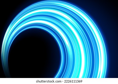 Blue light trails, long time exposure motion blur effect. Vector Illustration
