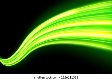 Blue light trails, long time exposure motion blur effect. Vector Illustration