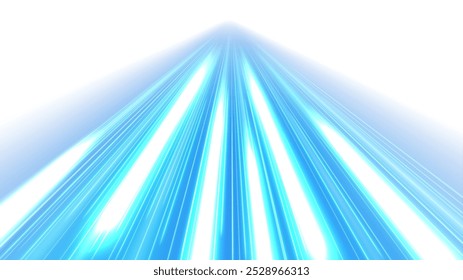 Blue Light Trails, Long Time Exposure Isolated on White Background, Vector Illustration